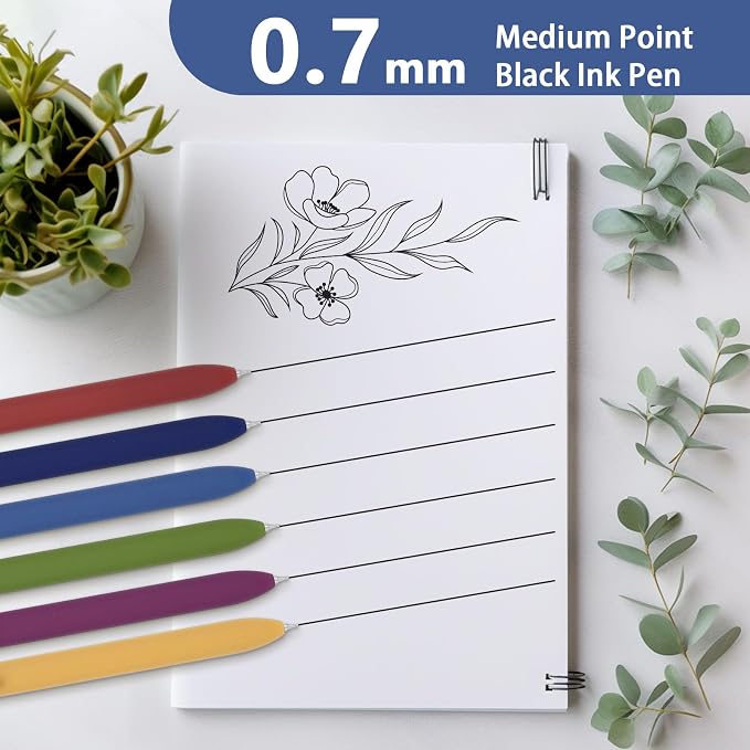 FIOVER 6Pcs Gel Pens, 0.7mm Medium Point Smooth Writing Pen, Cute Aesthetic - Image 2