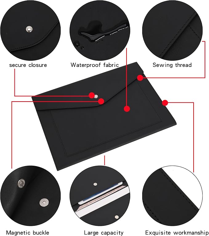 Wason A4 Document File PU Leather - Image 4