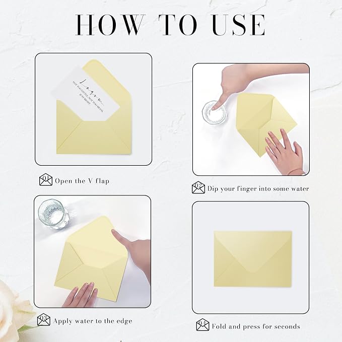 Shimmer Cream Envelopes 5.25 x 7.25 inches 100 PCS, 120 GSM Goefun A7 Euro Flap - Image 3