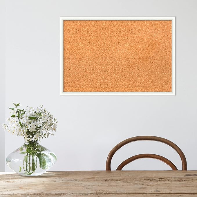 Amanti Art Natural Cork Board for Wall, 17x25 Vision Board with White Frame, Medium Corkboard Office Decor for Home Organization, Modern Corkboard Pinboard to Display Items for Home Organization in-DeskLoop Office
