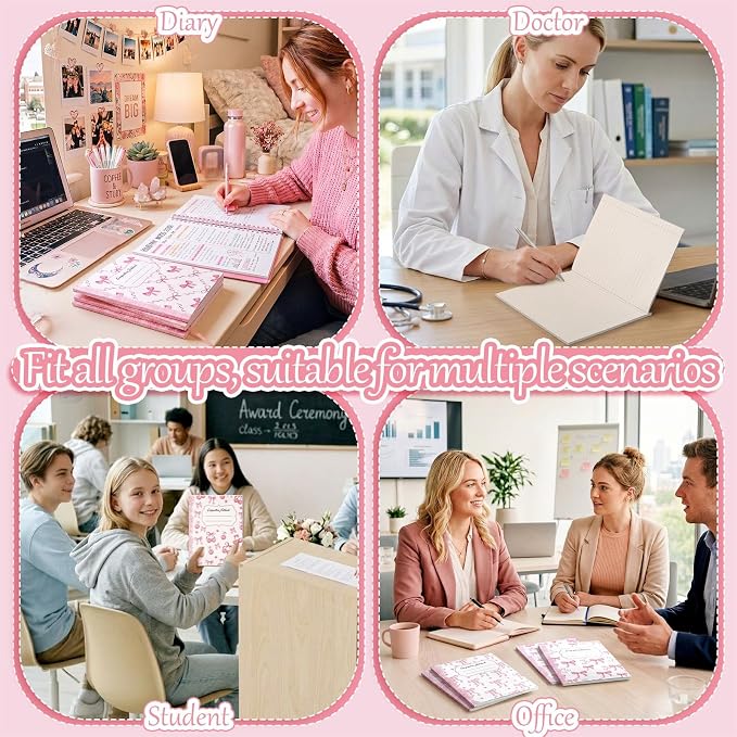 Fullhawl 6 Pack Composition Notebook College Ruled Bulk Light Pink Bow - Image 6