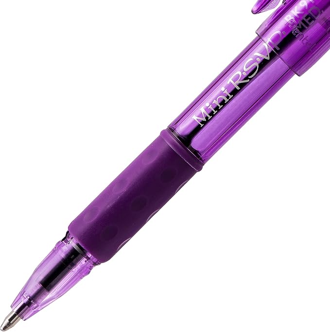 Pentel RSVP Mini Ballpoint Pen, Medium Line, Violet Ink, 12 pack - Image 5