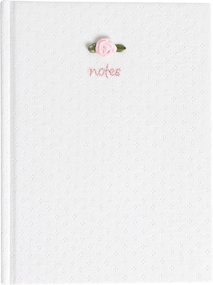 Pearhead Fabric Hardcover Journal Notebook 6x8 – Pointelle Embroidered by Pearhead