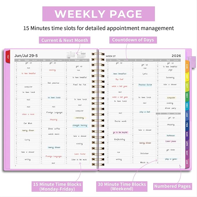 EMSHOI 2026-2027 Appointment Book, 15-Minute Hourly Academic Planner, Large Size - Image 3
