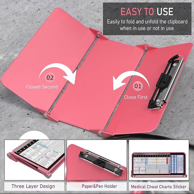 Nursing Clipboard Foldable, Foldable Clipboard w/Nursing Edition Cheat Charts - Image 5