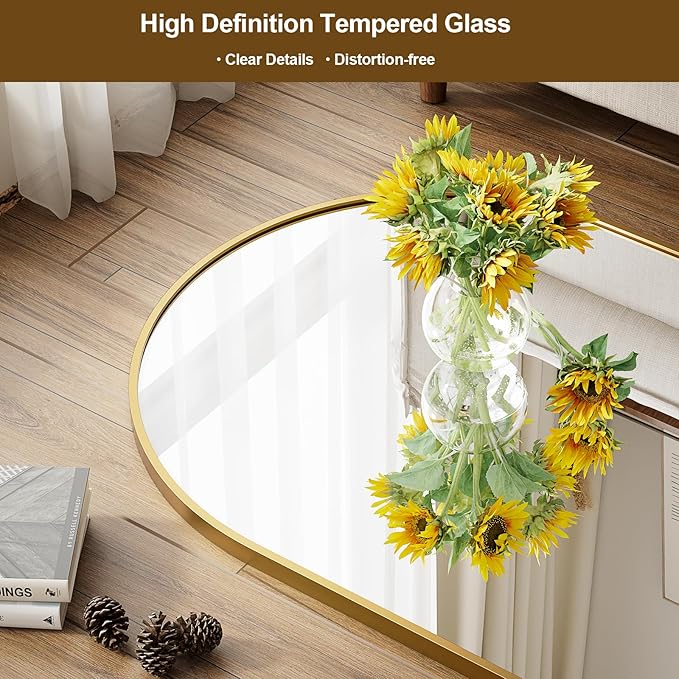 26x71 Inch Full Body Mirror - Large Arched Full Length Mirror with Stand Aluminum Frame Wall Mounted Leaning for Bedroom Living Room-DeskLoop Office