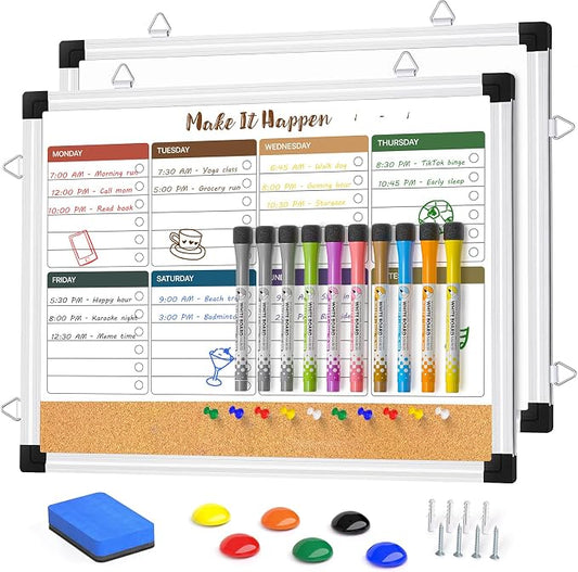 Weekly Dry Erase Board and Cork Board Combo by Marsrock