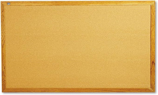 Quartet Cork Board, Bulletin Board, 5' x 3' Corkboard, Oak Finish Frame (305)-DeskLoop Office