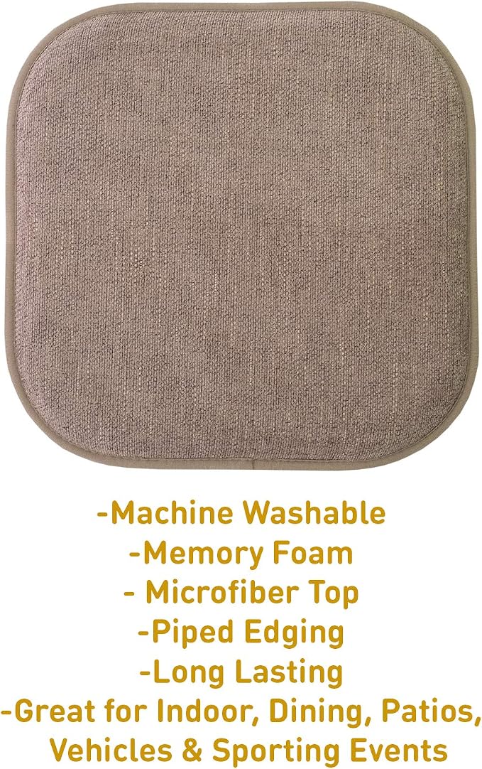 Sweet Home Collection Chair Cushion Memory Foam Pads Honeycomb Pattern Slip Non - Image 3