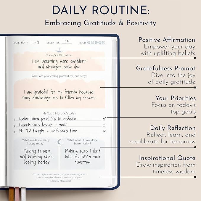 RYVE Daily Journal for Women: 6-Month Guided Gratitude Journal for Women with Prompts - Affirmation, Gratitude, Mindfulness, Self Help & Reflection, Gratitude Journal Notebook, Self Care Journal-DeskLoop Office