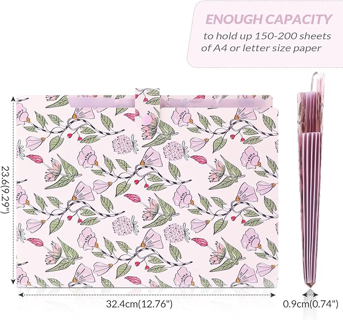 SKYDUE Accordion File Organizer, Floral Expanding File Folders - Image 5