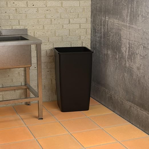 50 Gallon Black Square Commercial Trash Can-DeskLoop Office
