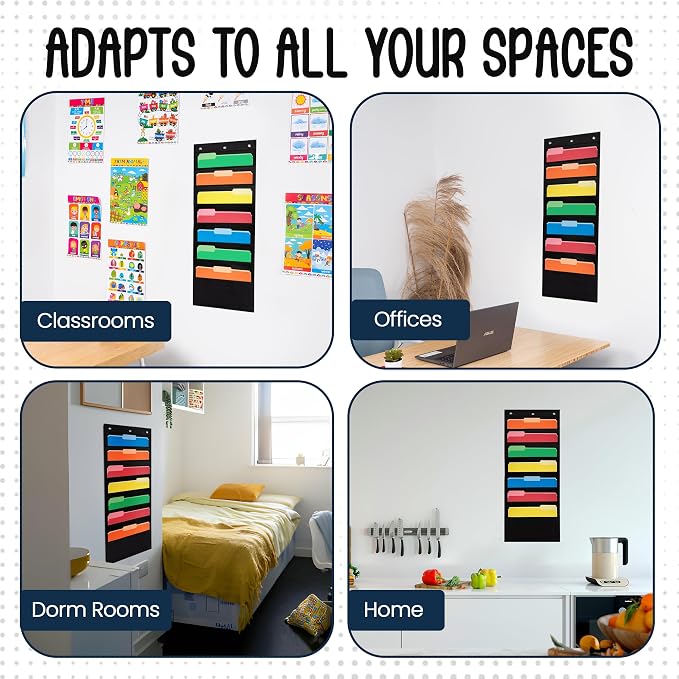 Essex Wares - 7 Pocket File Pocket Chart, Tall - Versatile Wall Hanging File - Image 6