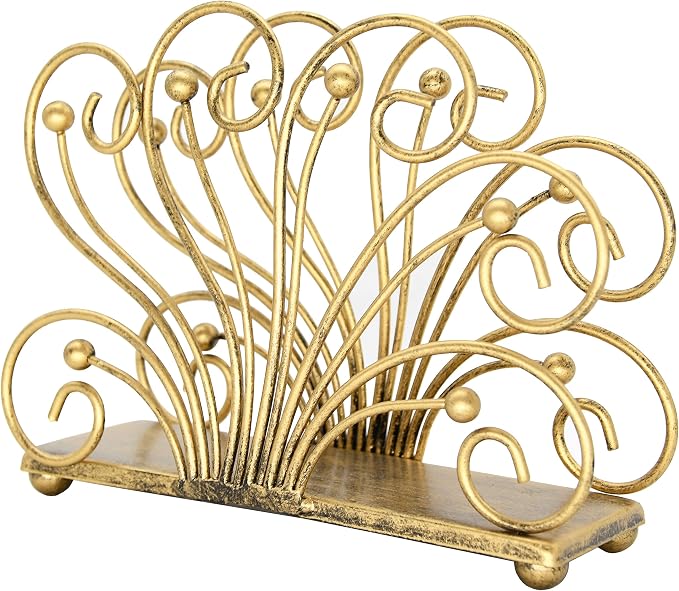 OwlGift Modern Flaunting Peacock Tail Napkin Holder, Antique Design Metal - Image 2