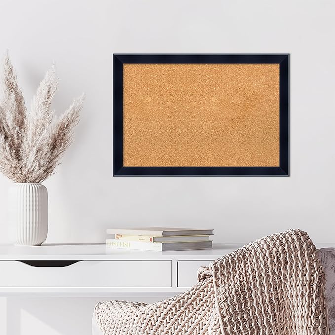 Amanti Art Natural Cork Board for Wall, 18x26 Vision Board with Black Wood Frame, Medium Corkboard Office Decor for Home Organization, Modern Contemporary Corkboard Pinboard to display items for home-DeskLoop Office