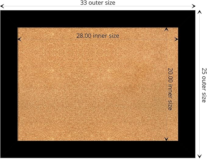 Amanti Art Natural Cork Board for Wall, 25x33 Vision Board with Black Wood Frame, Medium Corkboard Office Decor for Home Organization, Casual Corkboard Pinboard to display items for home organization-DeskLoop Office