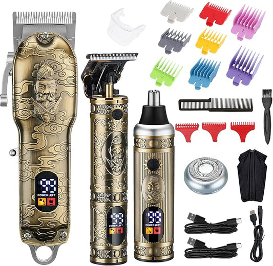 Lanumi Hair Clippers for Men Cordless Hair Trimmer Beard Trimmer/Nose Trimmer Professional T-Blade Trimmer USB Rechargeable Hair Cutting Grooming Kit Barber Clippers Set LED Display-DeskLoop Office