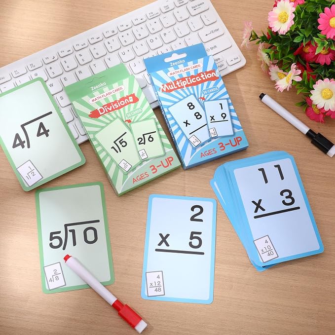 72 Pcs Reusable Multiplication Flash Cards & Division Flash Cards, Double-Sided - Image 7