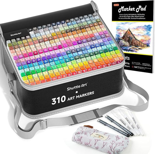 Shuttle Art 310 Colors Alcohol Markers, 309 Colors Dual Tip Art Marker Set Plus by ShuttleArt