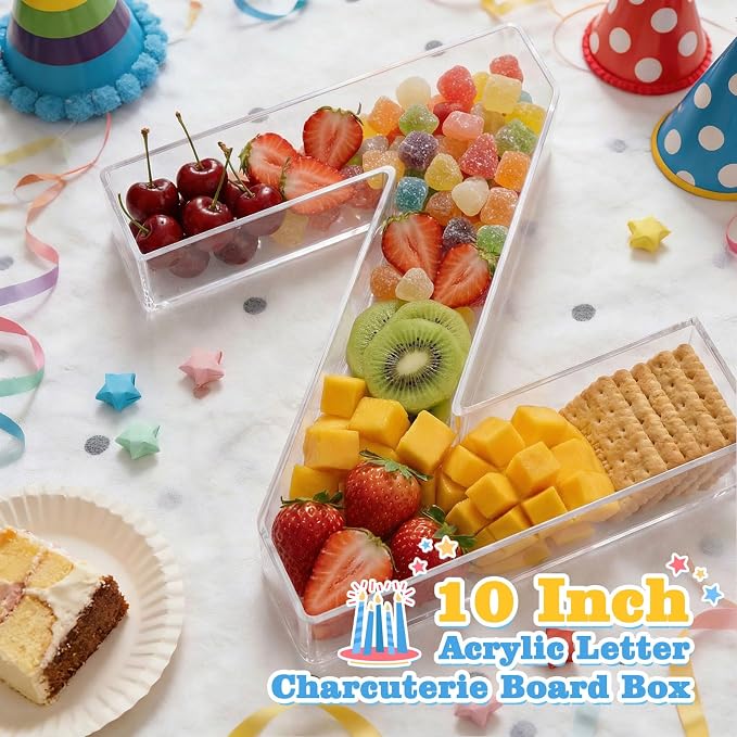 Ledido 10’’ Acrylic Letter Charcuterie Board Box, Reusable Fillable Serving Tray - Image 2