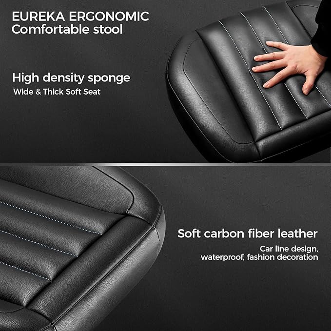 EUREKA ERGONOMIC Multi-Use Stool, Height Adjustable Swivel Rolling Stool Chair W Wheels, Ottoman Footrest for Gaming, Home Office, Black-DeskLoop Office