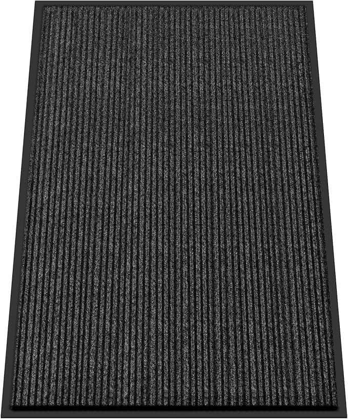 Kuyal Front Door Mat, 4'x6' Indoor Outdoor Entrance Mat, Commercial Floor Mats Inside Outside Entrance, Heavy Duty Durable Welcome, Rubber Backing Non Slip Outdoor Mats for Entryway,Black-DeskLoop Office