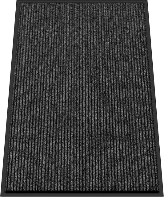 Kuyal Front Door Mat, 4'x6' Indoor Outdoor Entrance Mat, Commercial Floor Mats Inside Outside Entrance, Heavy Duty Durable Welcome, Rubber Backing Non Slip Outdoor Mats for Entryway,Black-DeskLoop Office