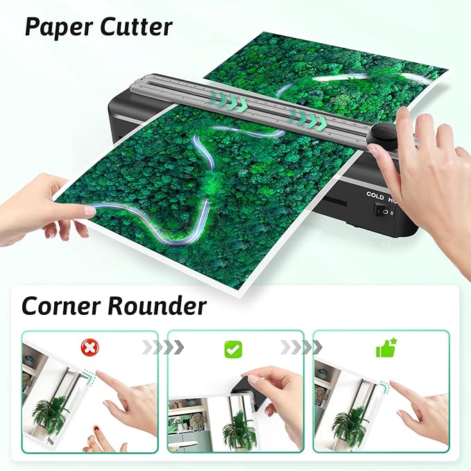 Laminator Machine 9 Inch Laminating Machine - A4 Cold Thermal Laminator Machine with Laminating Sheets, 8.5 x11 Personal Laminators for Teachers 90s Warm up, A4/A5/A6 Laminators for School Home-DeskLoop Office
