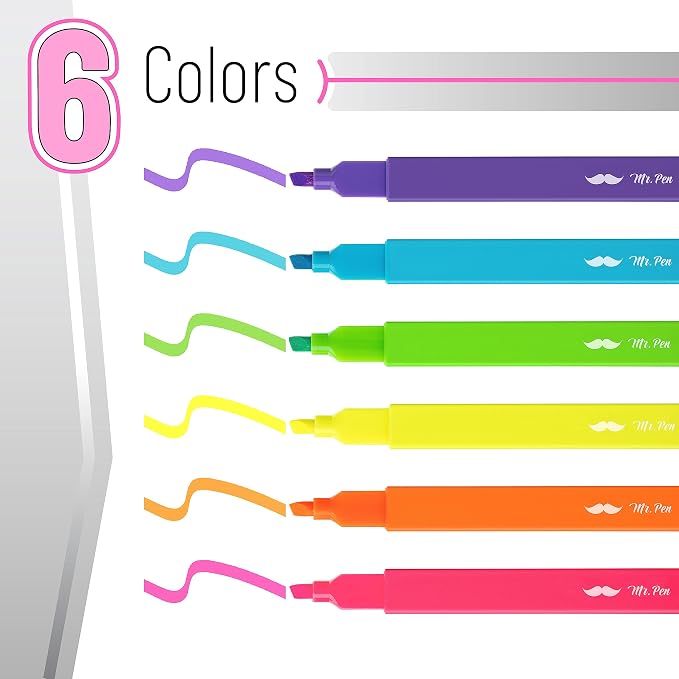 Mr. Pen- Aesthetic Highlighters No Bleed, 6 Pack, Cute Highlighters Assorted - Image 2
