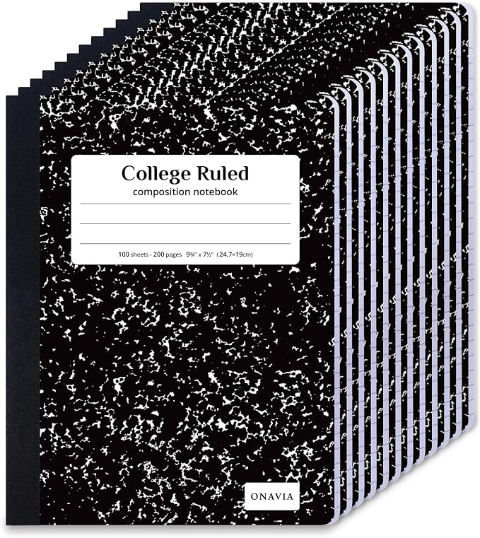 ONAVIA Composition Notebook College Ruled 12 Pack, 200 Pages, 9-3/4 x 7-1/2 by ONAVIA