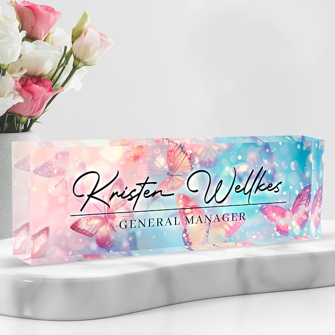 Personalized Name Plate for Desk Custom Acrylic Desk Name Plate Custom Employee by AZUFEMOS