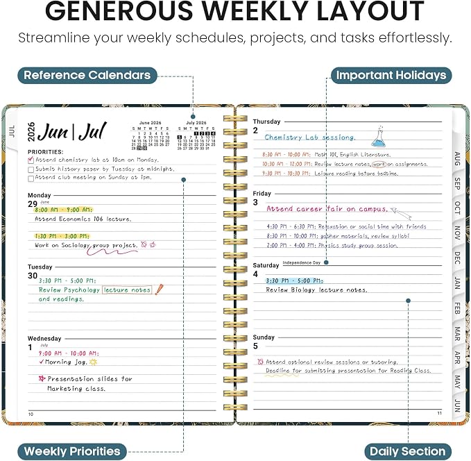 Planner 2026-2027, Academic Year Monthly and Weekly Calendar Planner, Jul 2026 - Image 3