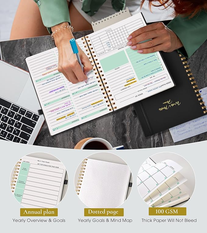 Undated Weekly and Monthly Planner, B5 Large Weekly To Do List Notebook - Image 5