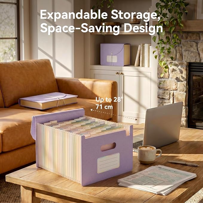 ThinkTex Accordion File Organizer, 26 Pockets Expanding File Folders, Monthly - Image 4