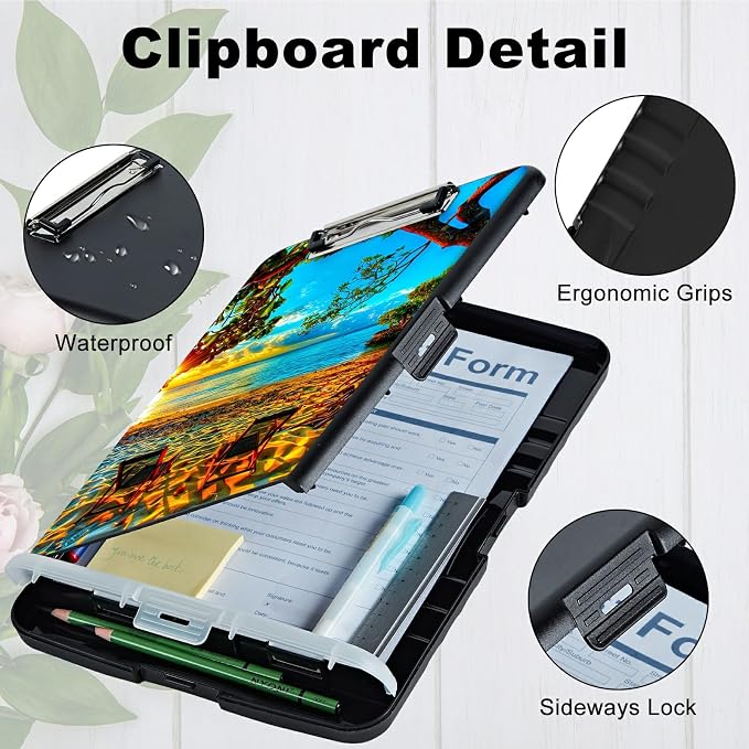 Beach Sunset A4 Clipboard with Storage Pen Holder, Clipboards Organizer Nursing - Image 4