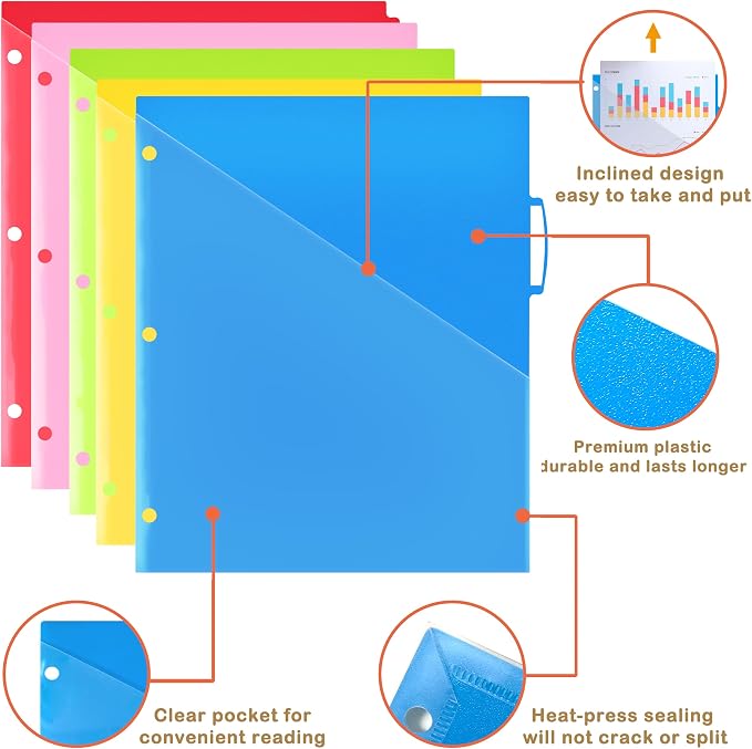5 Tabs Plastic Dividers with Clear Front Pocket - Image 2