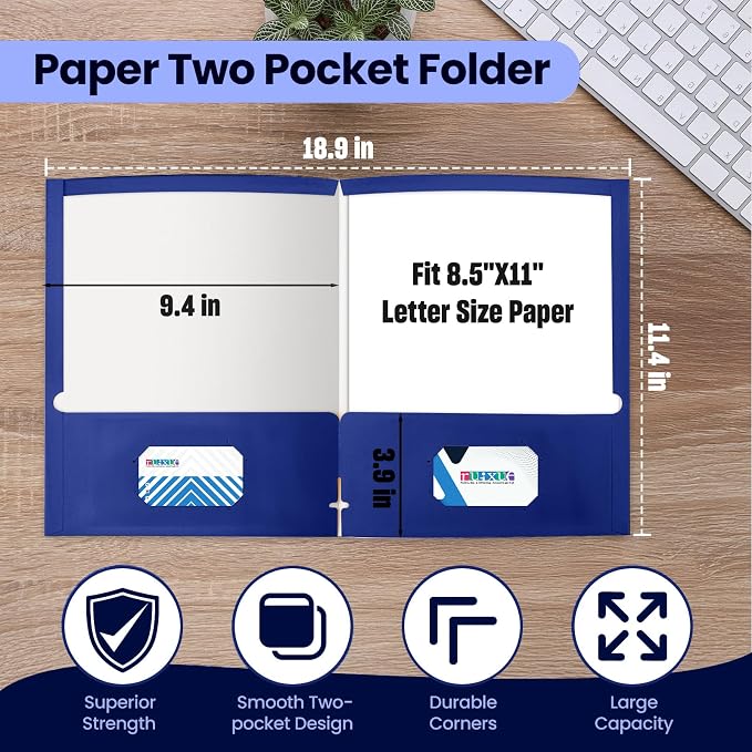 BIBRADAA® 10 Packs Blue Folders, Paper Folder Surface - Image 2