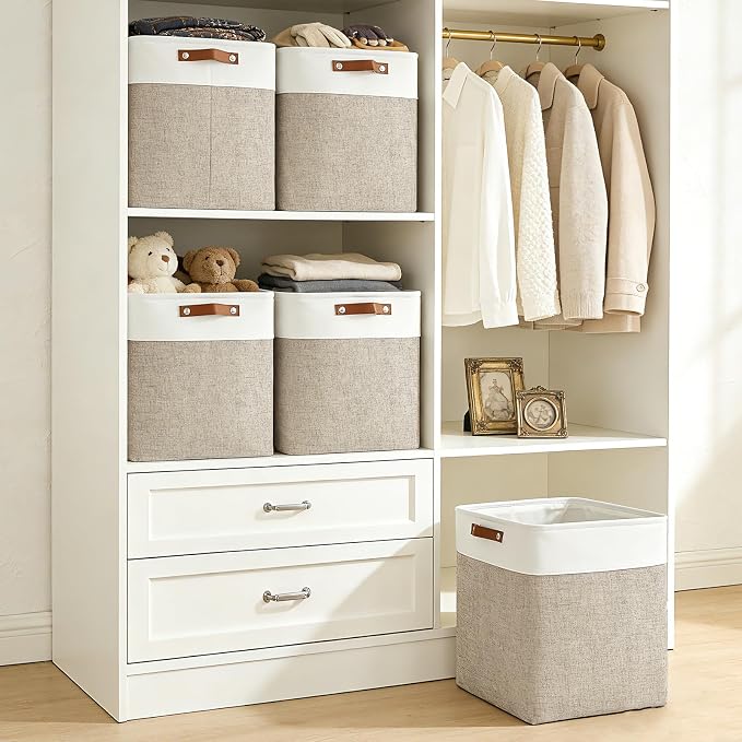 Bagnizer Large Fabric Storage Baskets | 50L Storage Bins, Decorative Linen - Image 2