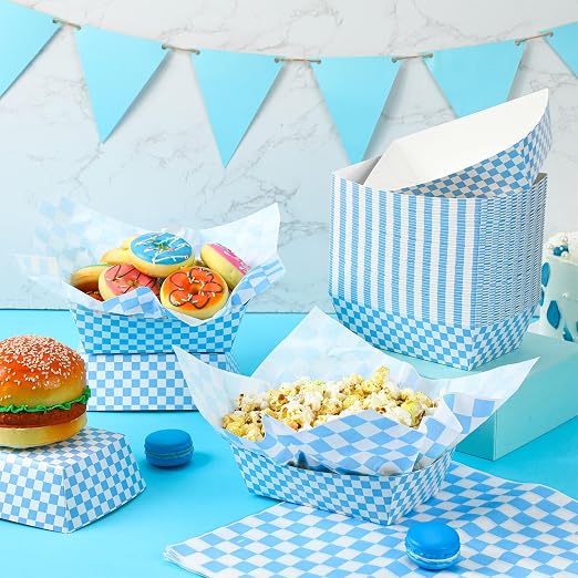 Geosar 100 Pcs Gingham Party Supplies Disposable Paper Food Trays Bulk - Image 4