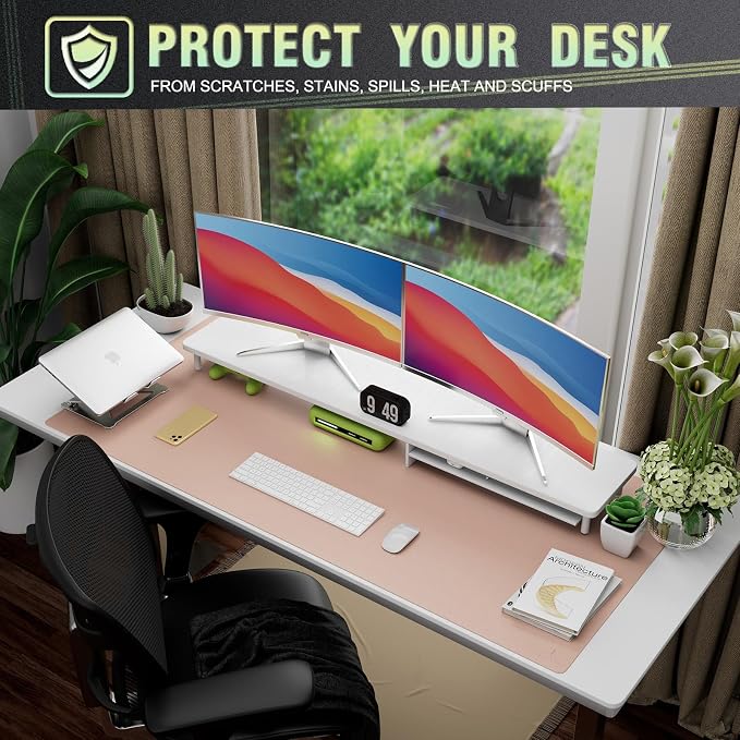 K KNODEL Large Office Leather Desk Mat, Mouse and Keyboard Pad, Computer and - Image 5