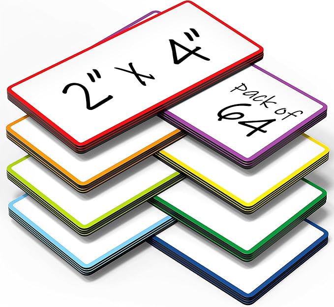 64 Pack Dry Erase Magnetic Labels 2x4 in by Juzari