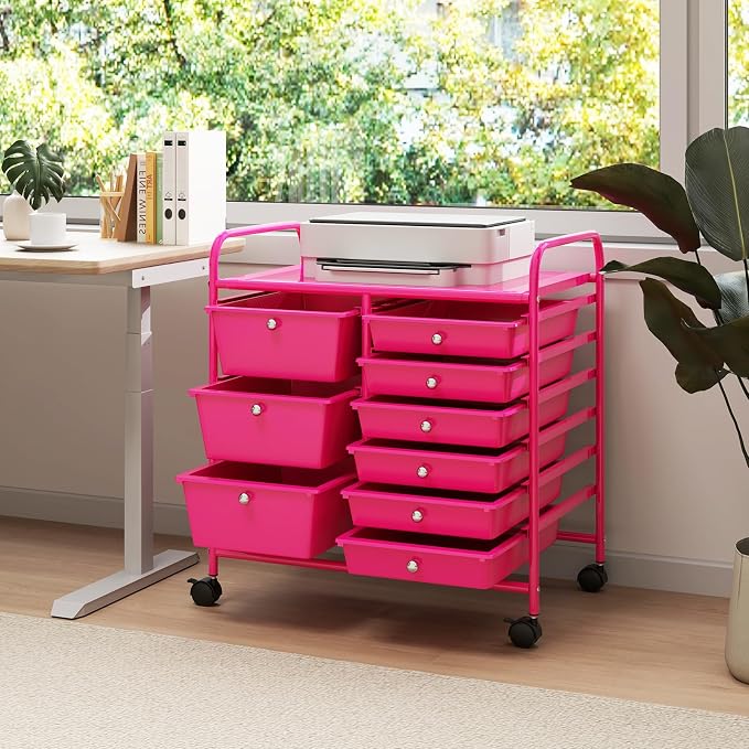 LDAILY 9 Drawer Rolling Storage Cart, Rolling Cart - Image 2