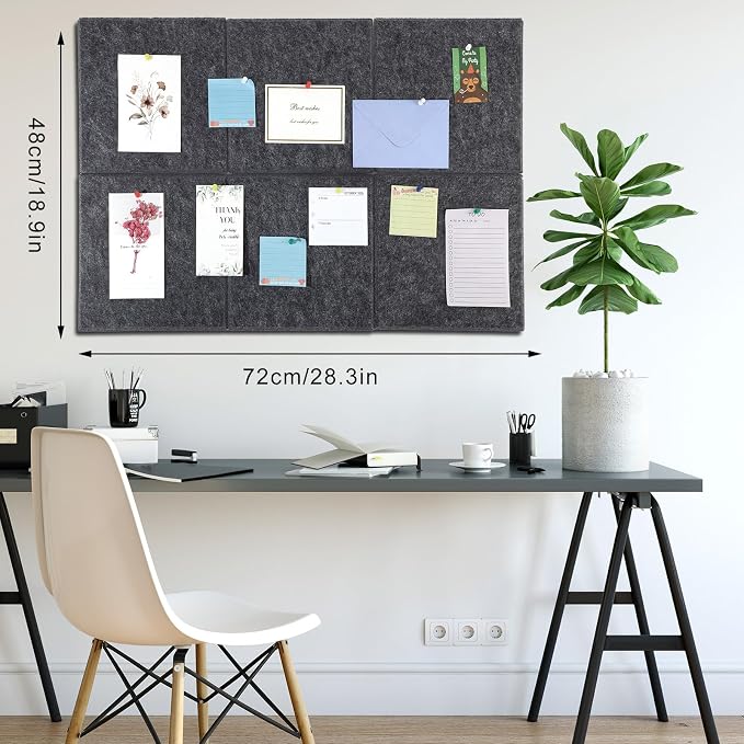 Large Cork Board 28" x 19", 6 Pack Felt Bulletin Board - Image 3