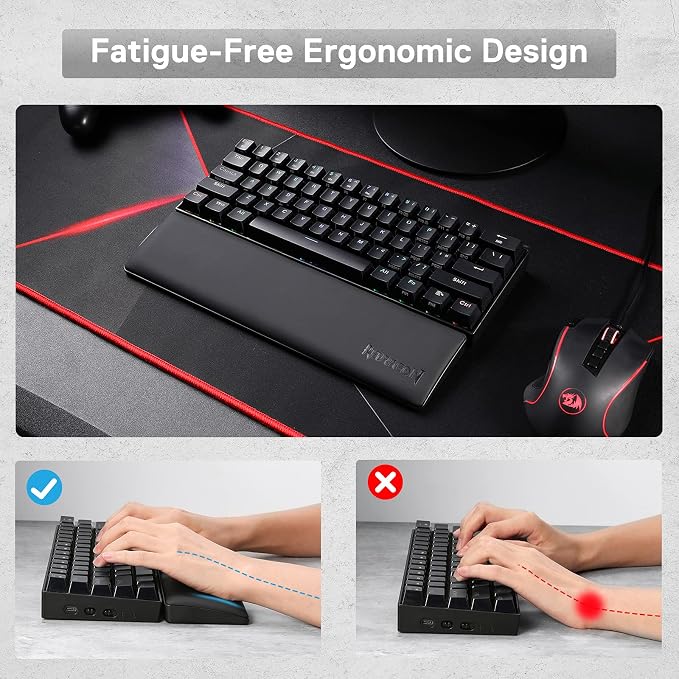 Redragon P035 Meteor S Computer Keyboard Wrist Rest Pad, Ergonomic Soft Memory - Image 6