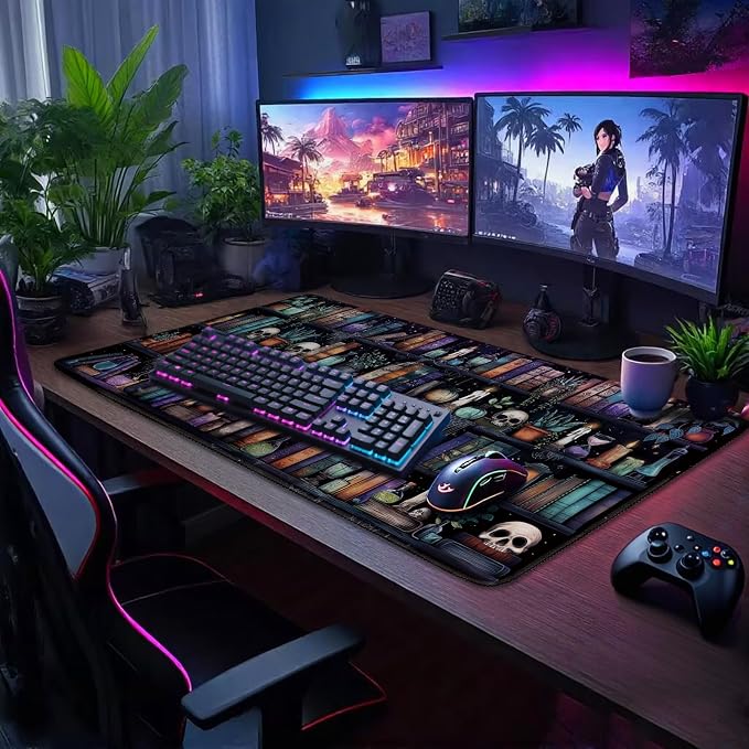 Gothic Library Large Gaming Mouse Pad 31.5"x15.7"｜Vintage Bookshelf XXL Desk Mat - Image 2