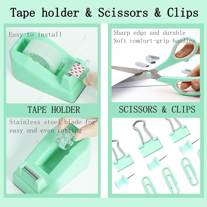 Dimonluce Green Office Supplies, Teal Desk Accessories Accessories - Image 3