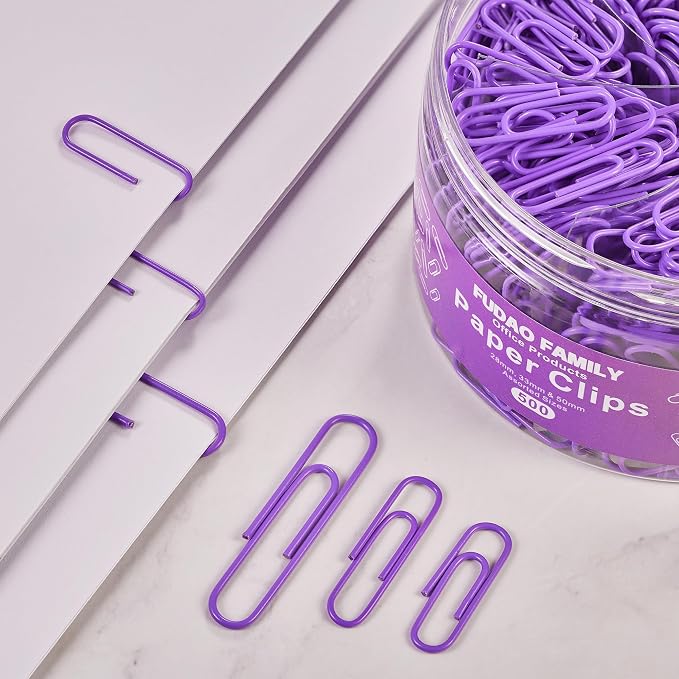 FUDAO FAMILY 500pcs Purple Paper Clips Assorted Sizes, Medium and Large（1.1inch - Image 3