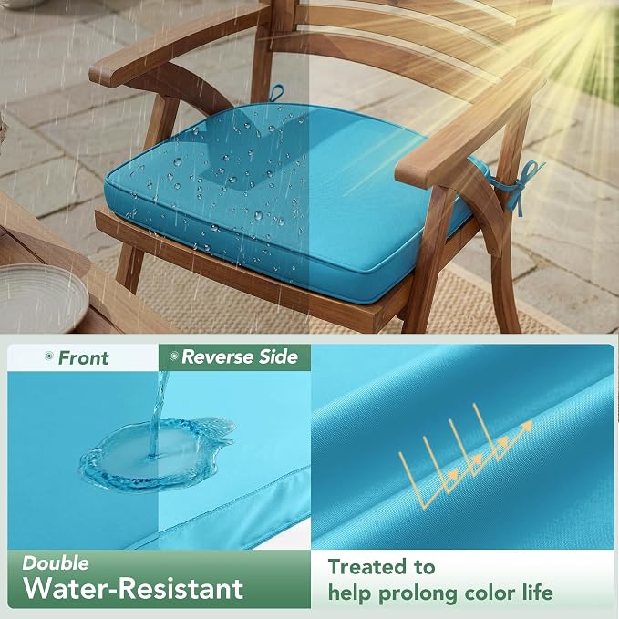 Outdoor Chair Cushions Set of 2: Waterproof & Fade Resistant Patio Furniture - Image 3
