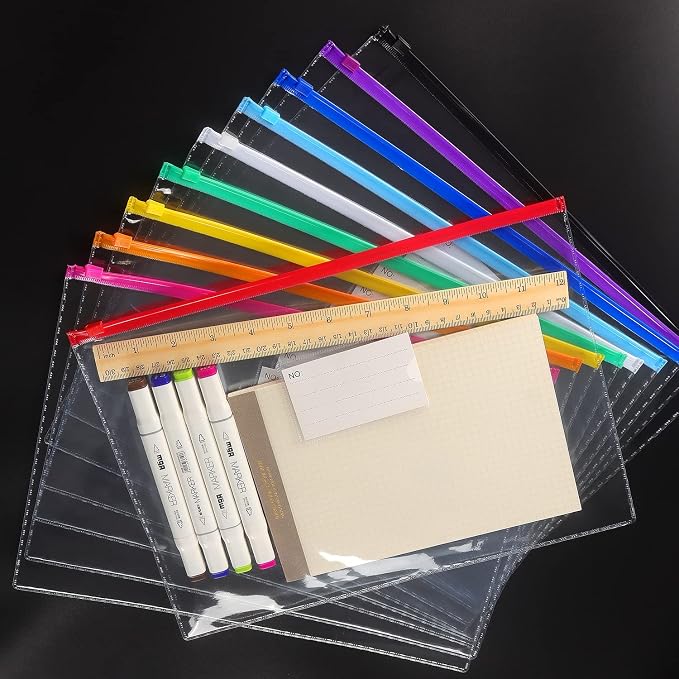 Tamaki 10 Pack Plastic Envelope, Files Zipper Folders, 13 x 9.25 Inch | Poly - Image 6