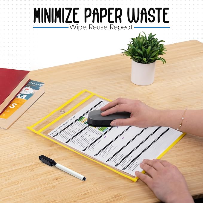Essex Wares - 5 Pack, Job Ticket Holders, Reusable & Easy Erase Plastic Invoice - Image 3